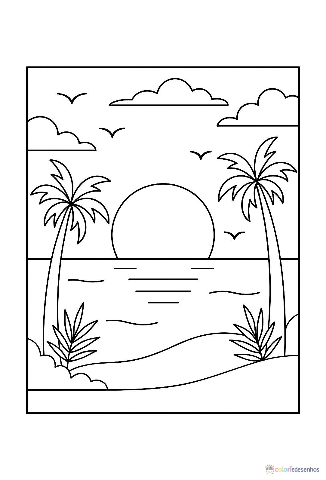 Praia para colorir