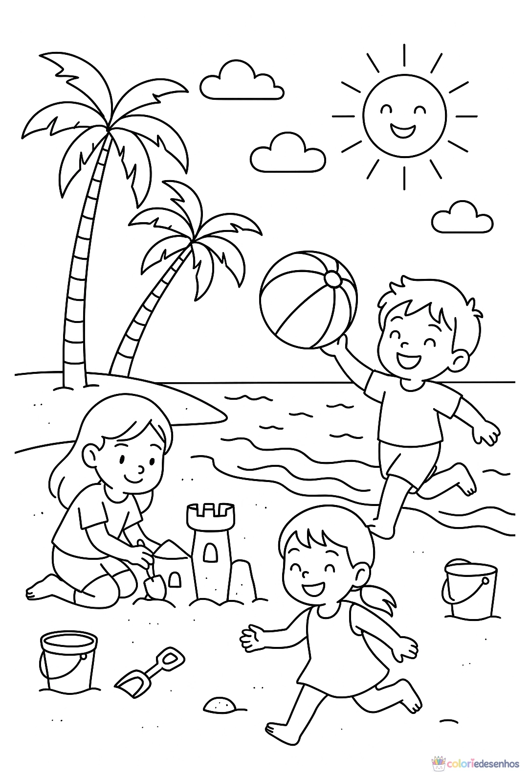 Praia para colorir