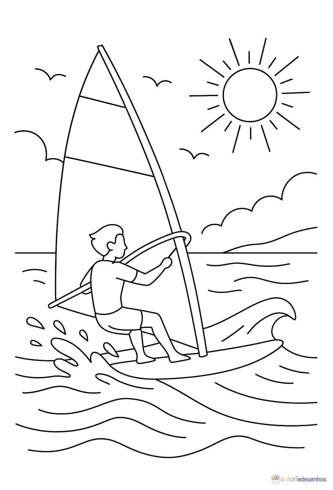 Praia para colorir