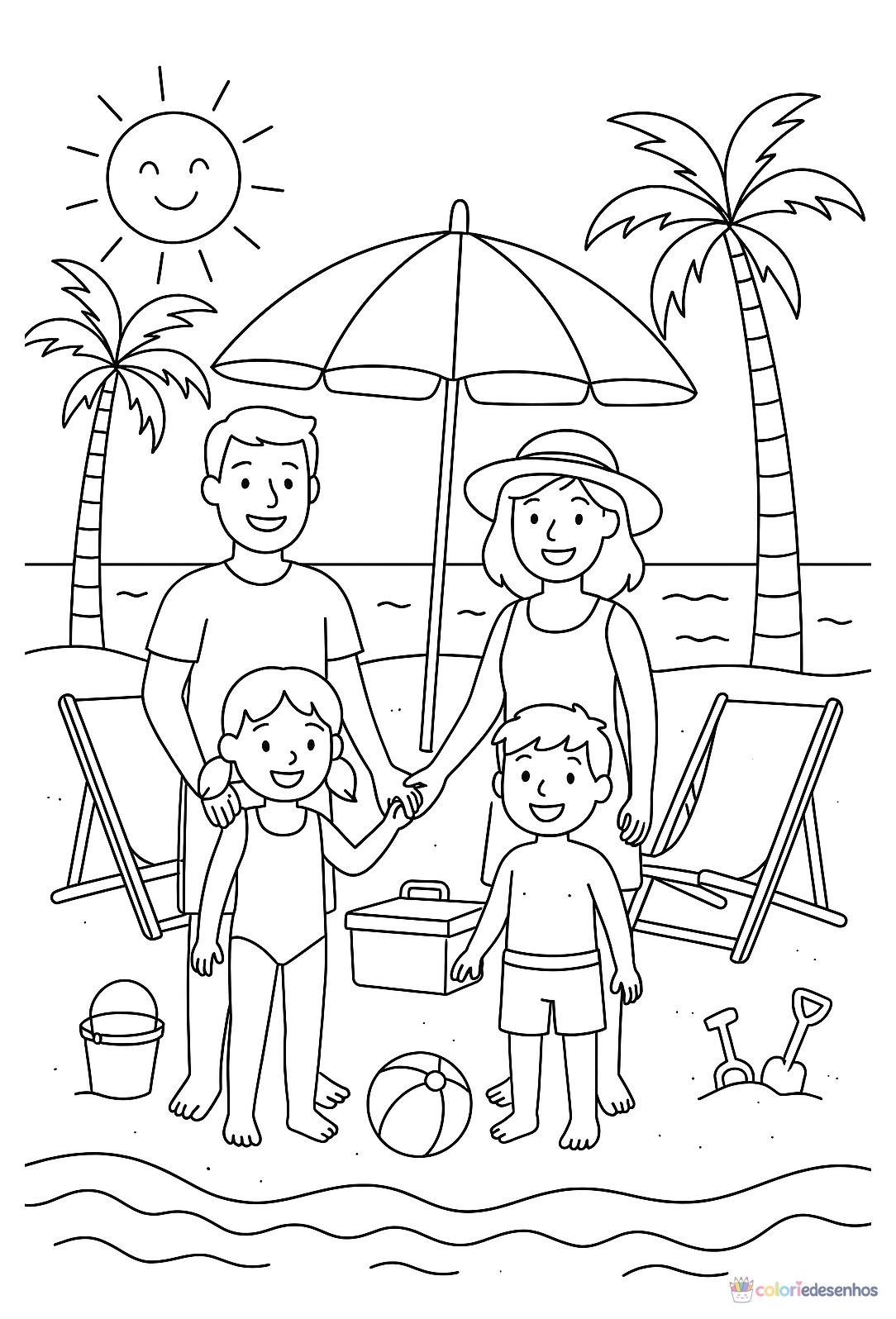Praia para colorir