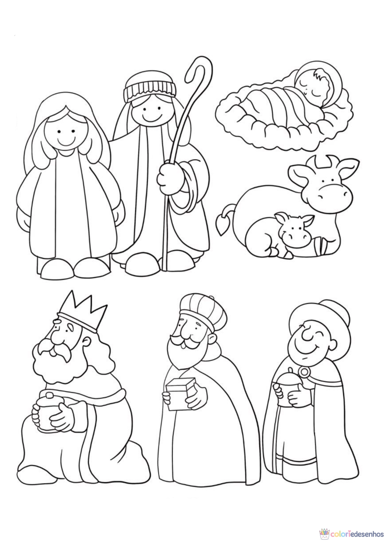 Presépio para imprimir e colorir para colorir