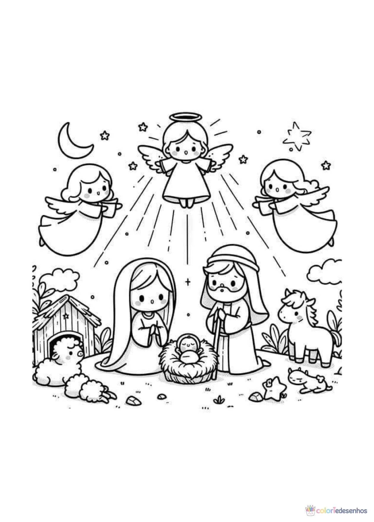 Presépio para imprimir e colorir para colorir