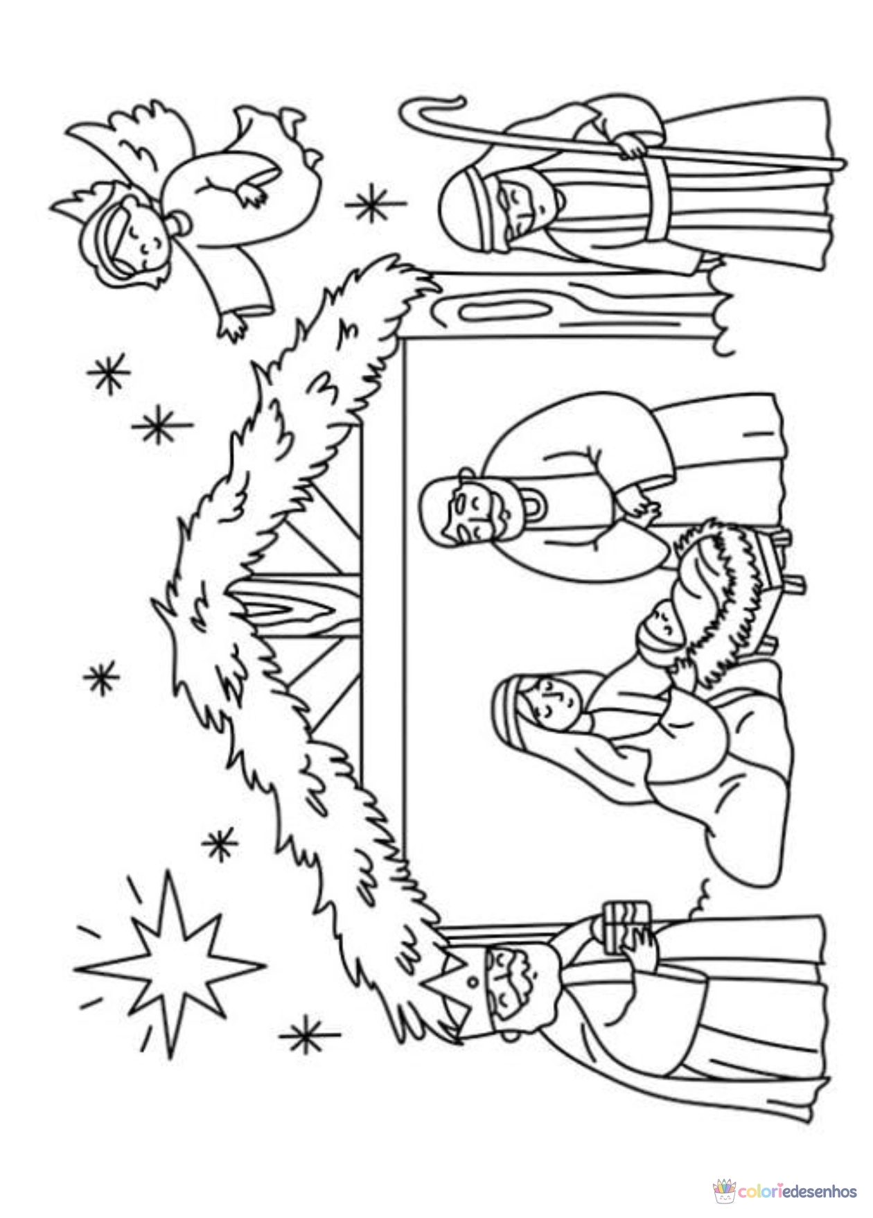 Presépio para imprimir e colorir para colorir