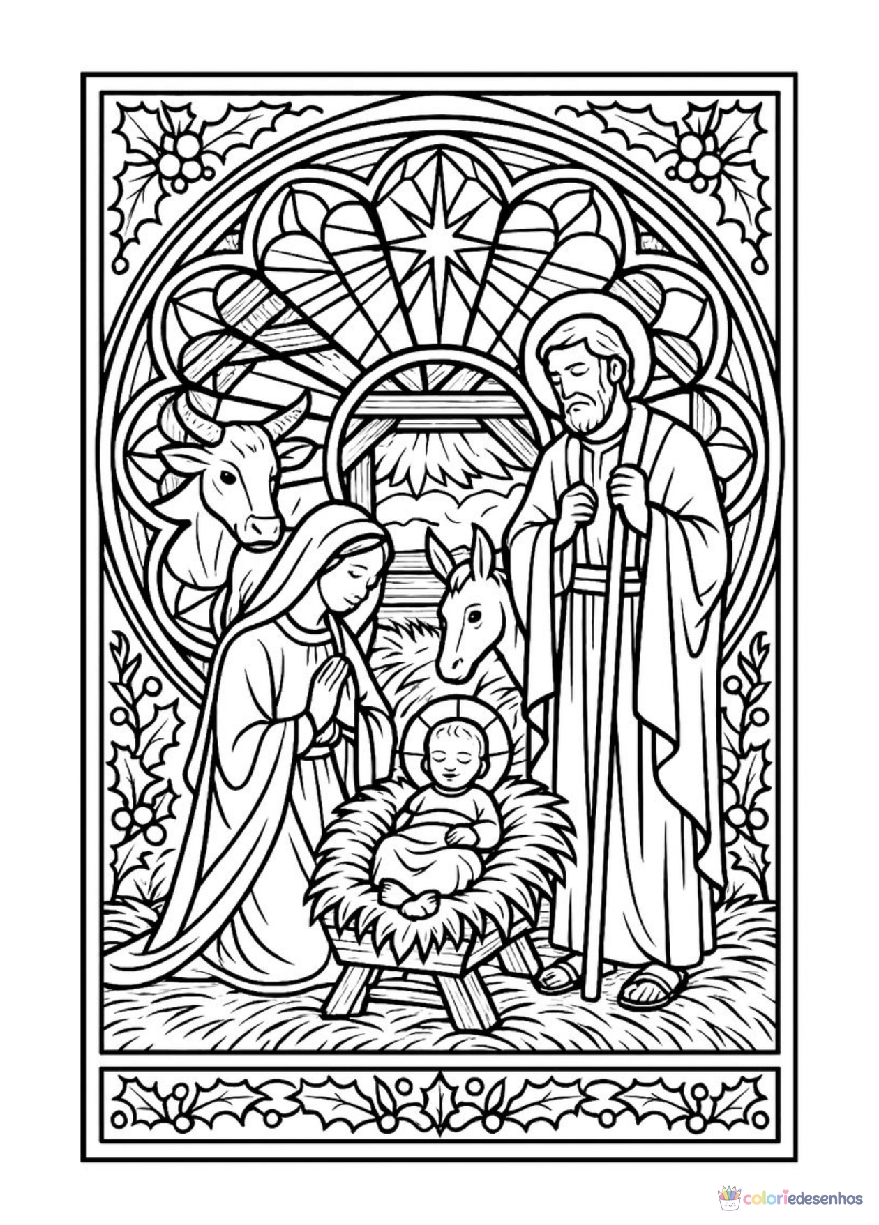Presépio para imprimir e colorir para colorir
