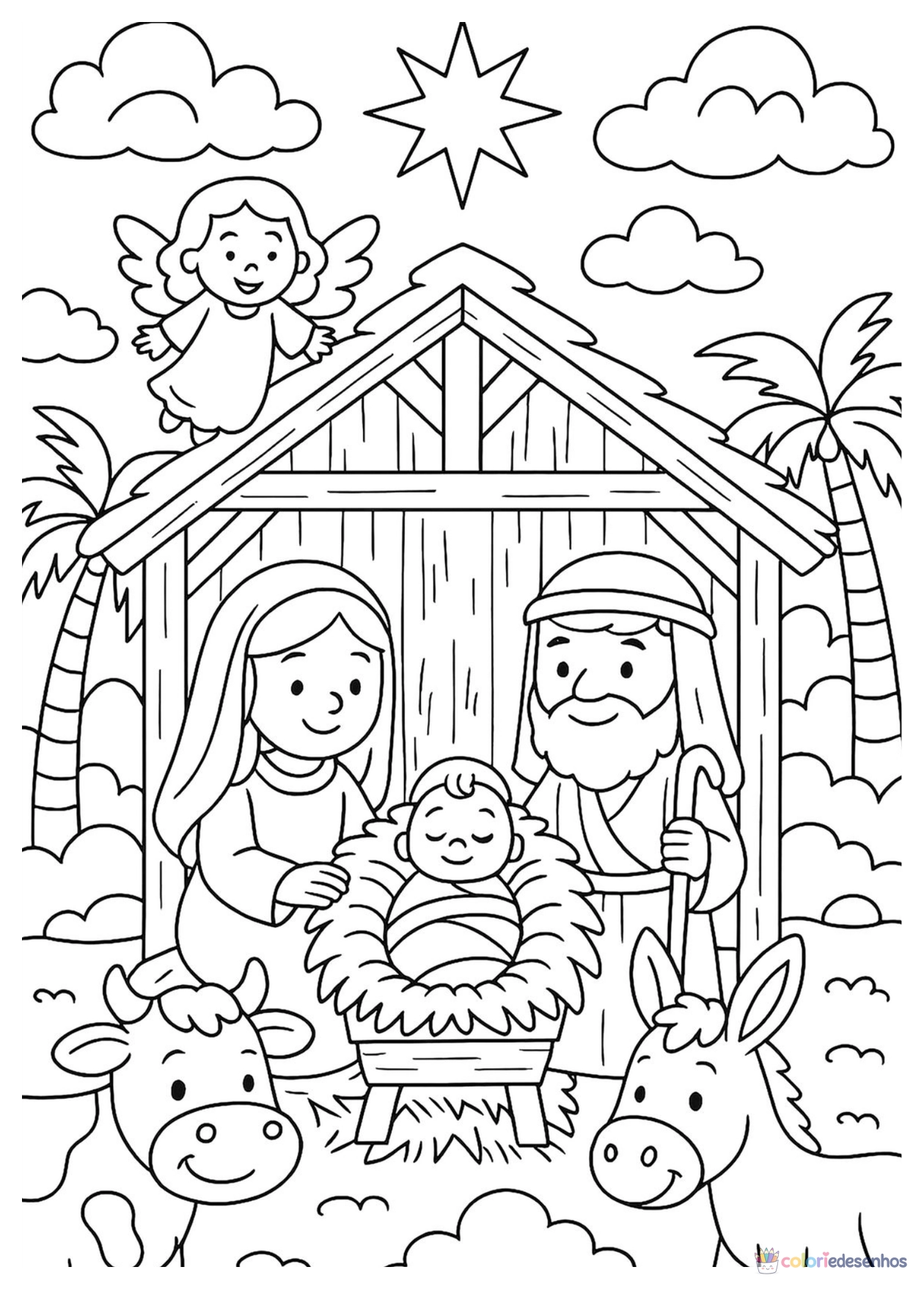 Presépio para imprimir e colorir para colorir
