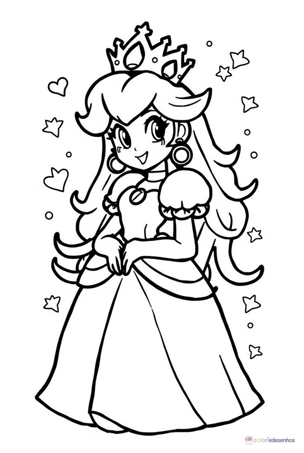 Princesa Peach para colorir