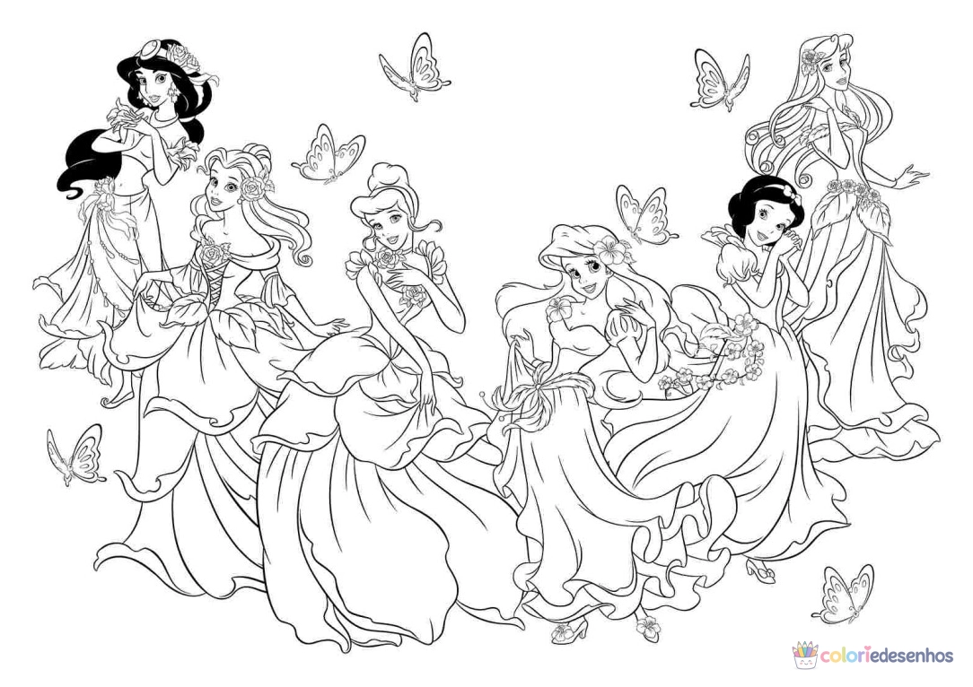 Princesas 08 para colorir