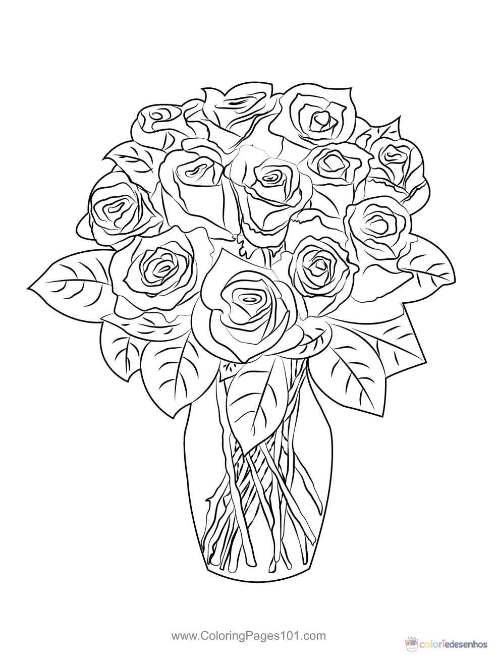 Rosa para colorir