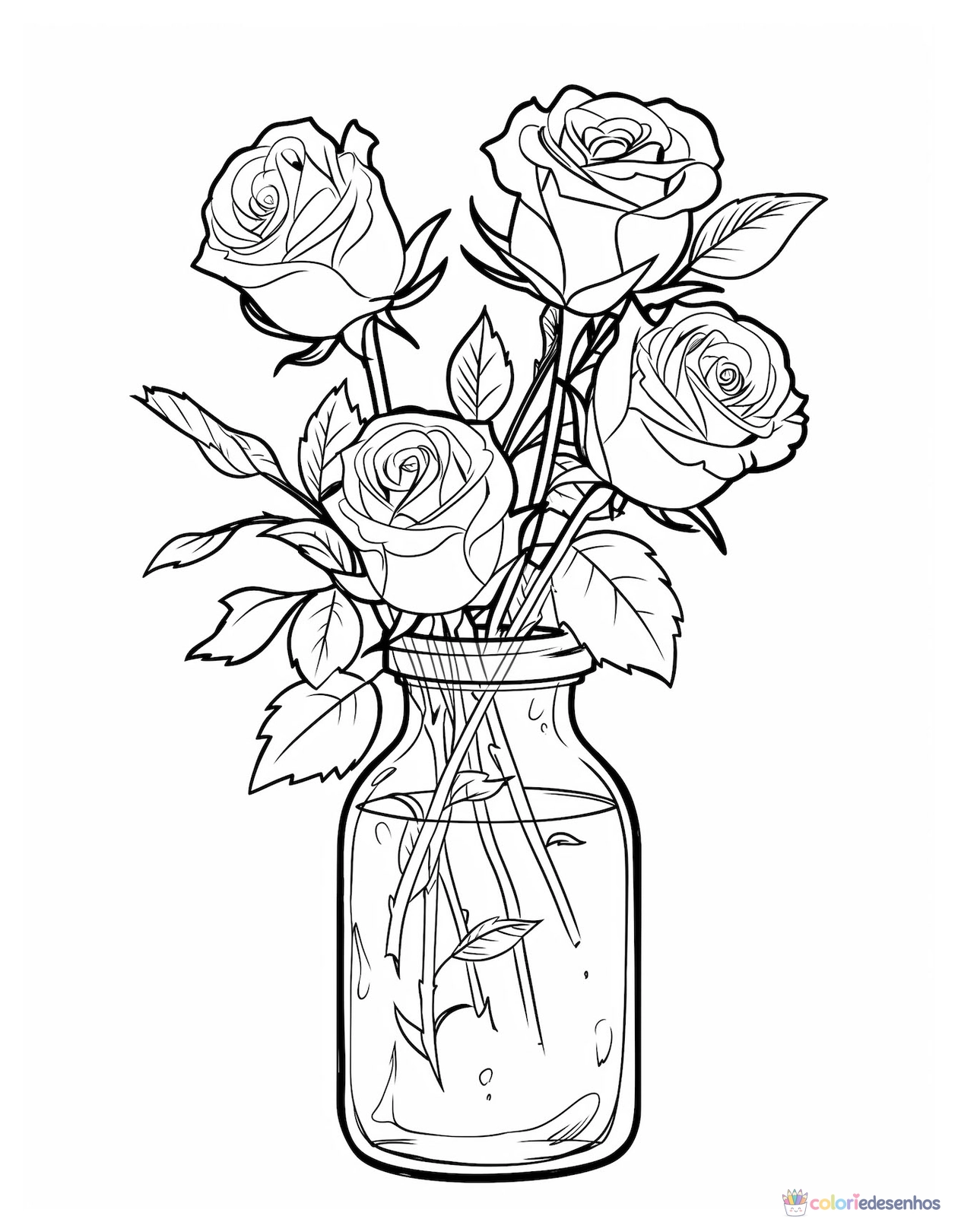 Rosa para colorir