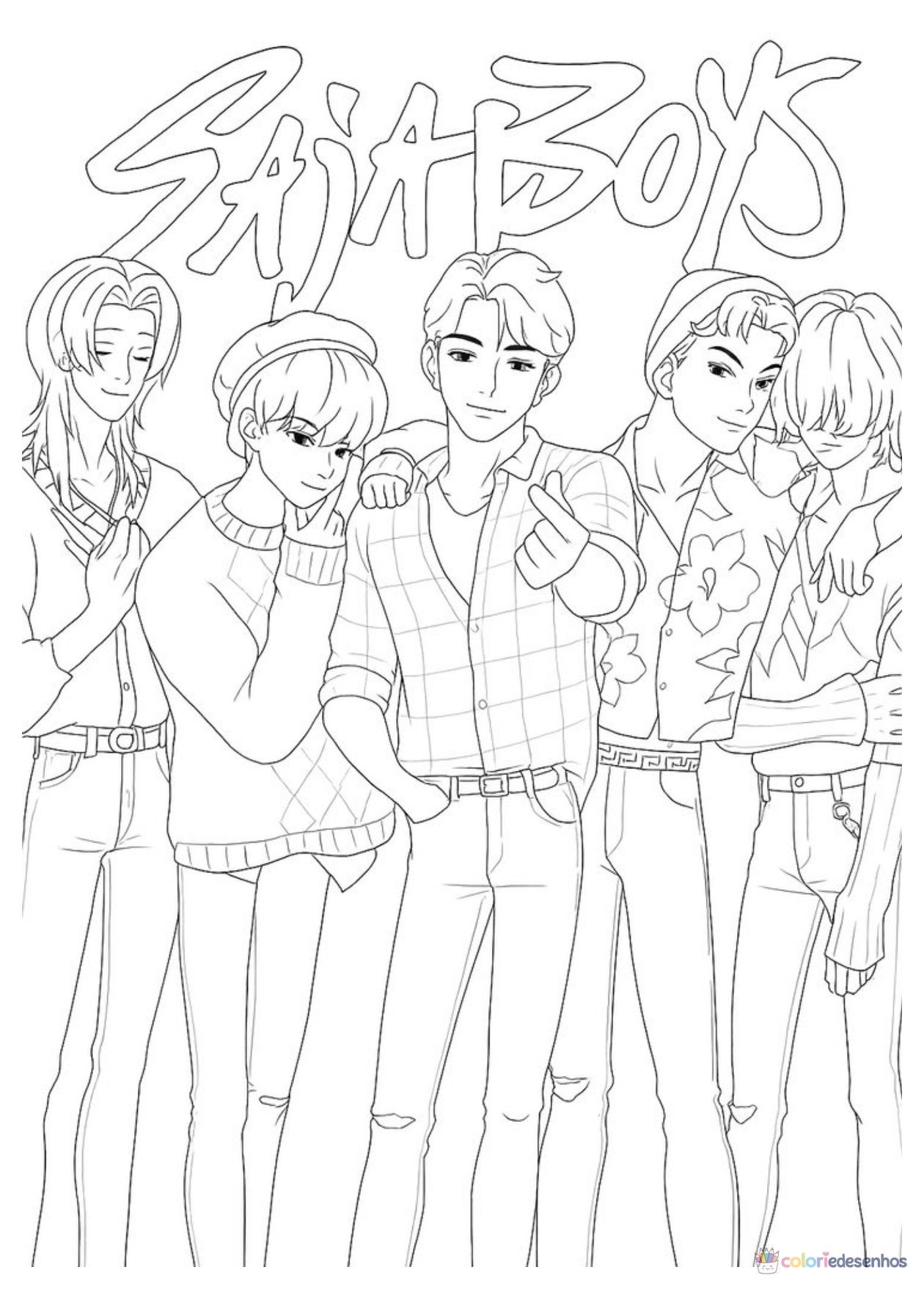 Saja Boys para imprimir e colorir para colorir