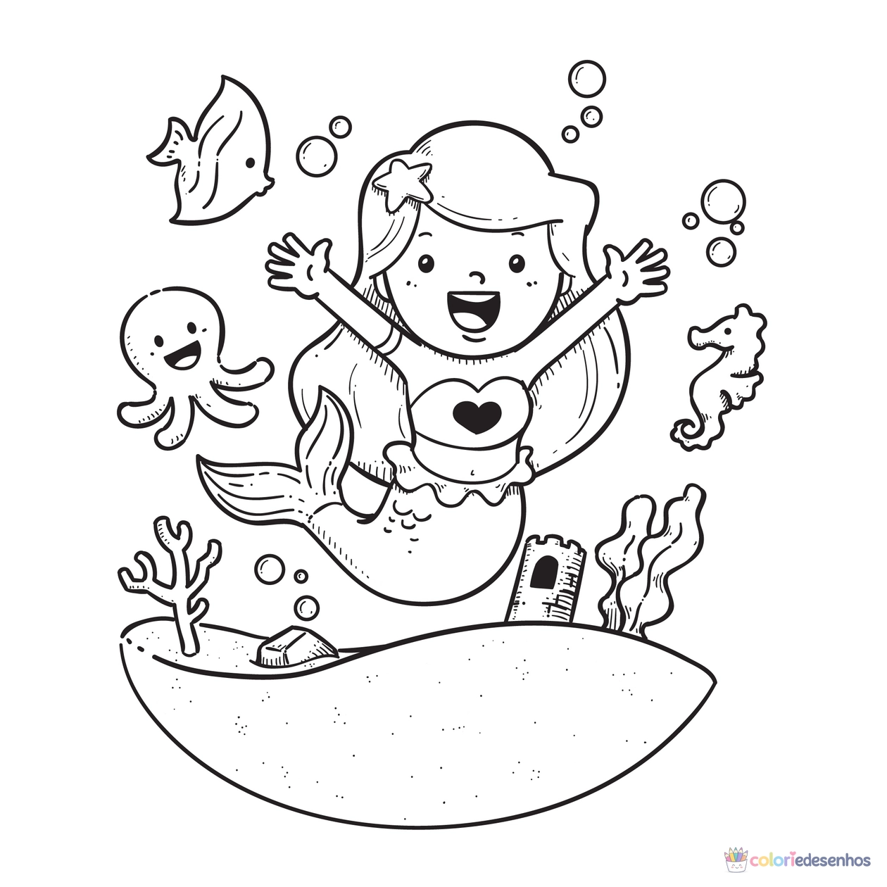 Sereia para colorir