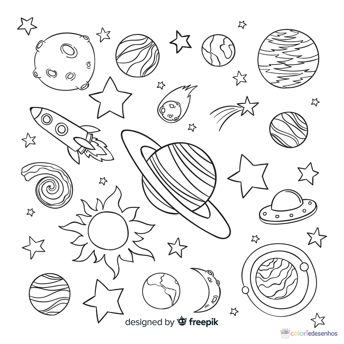 Desenhos de Sistema Solar para colorir