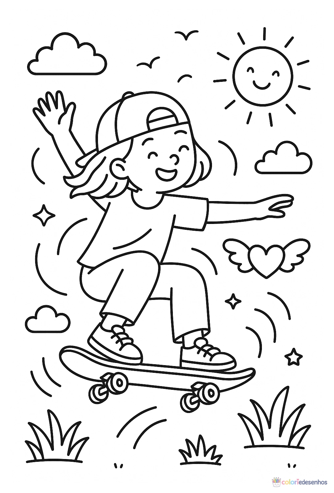 Skate para colorir
