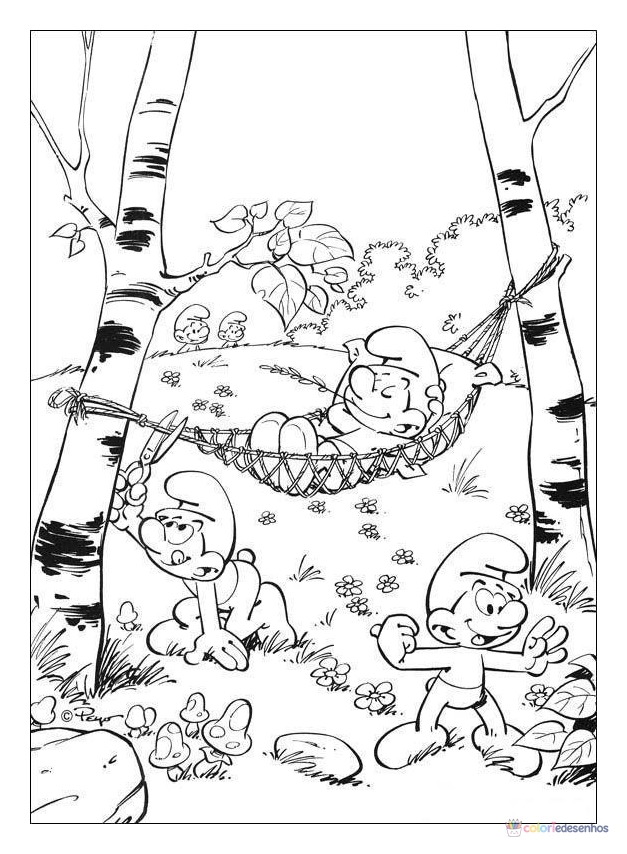 Smurfs para colorir