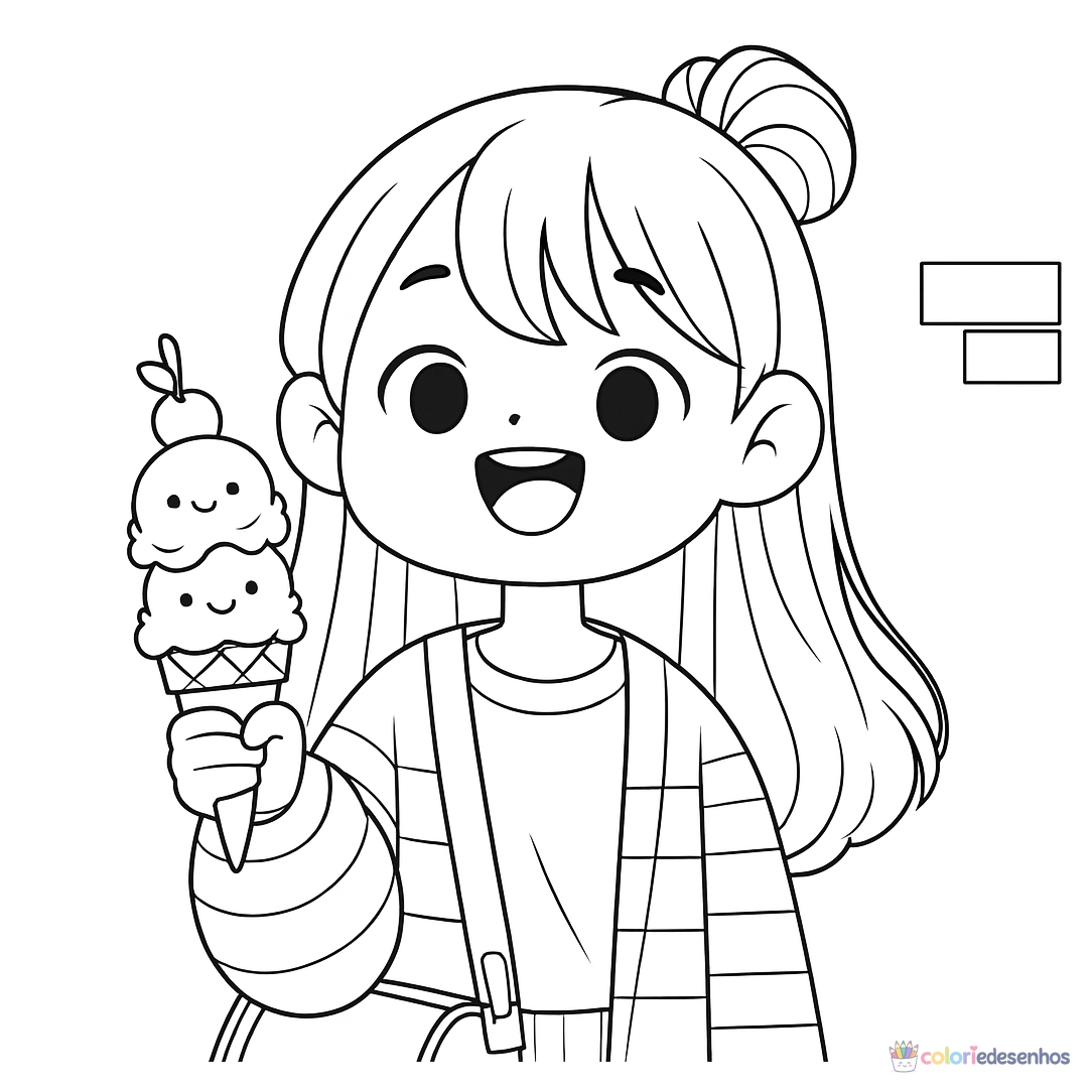 Sorvete para imprimir e colorir para colorir