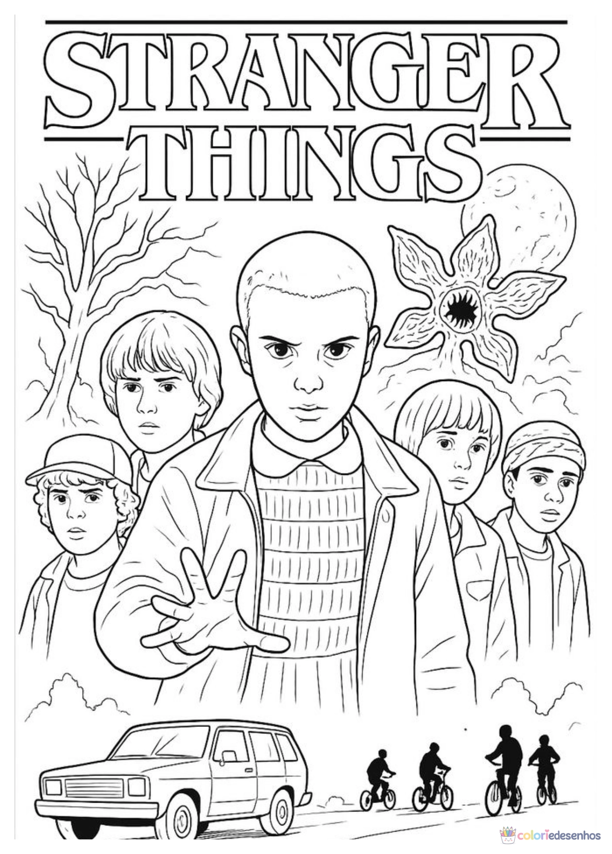 Stranger Things para imprimir e colorir para colorir