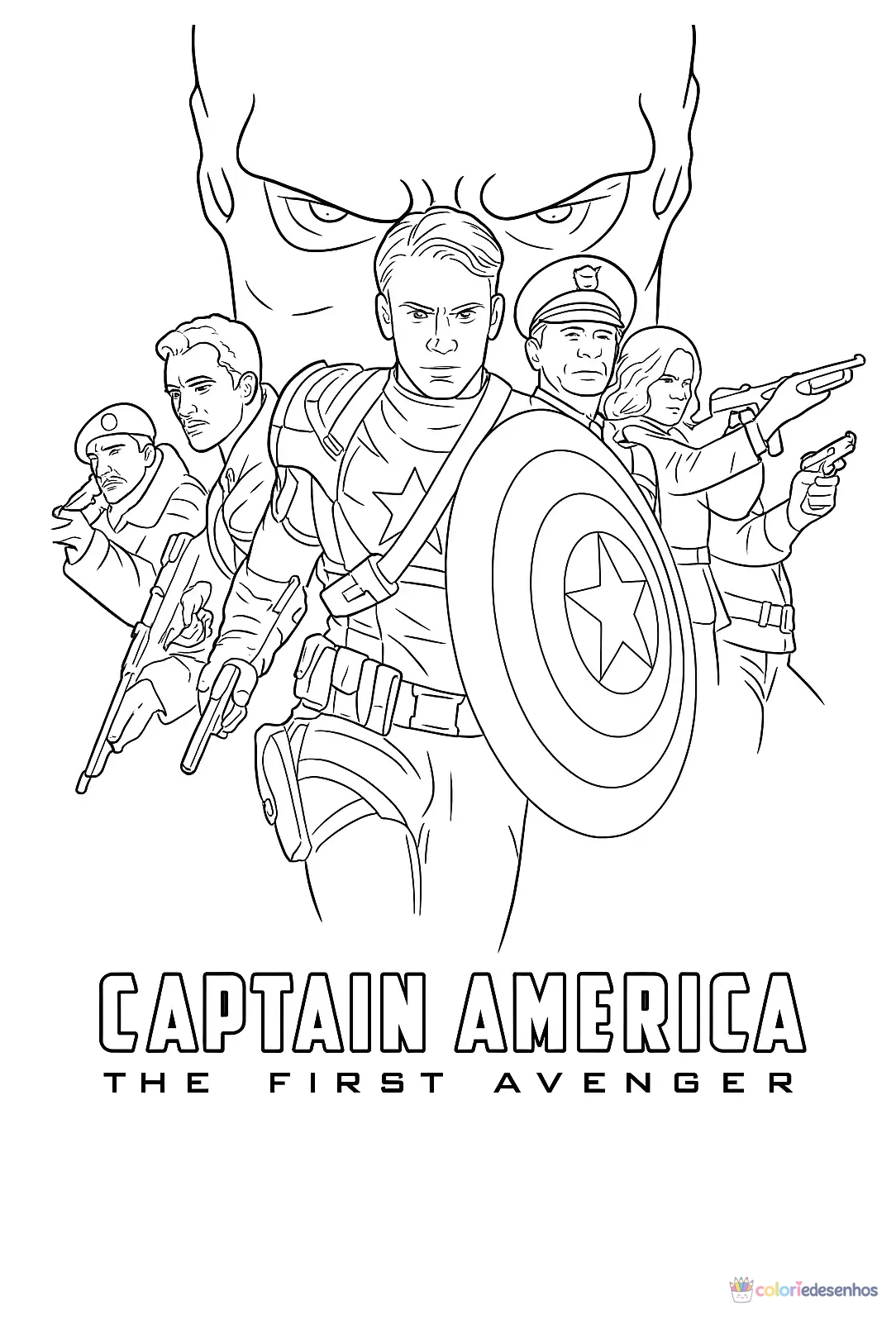 Capitão América para imprimir e colorir para colorir