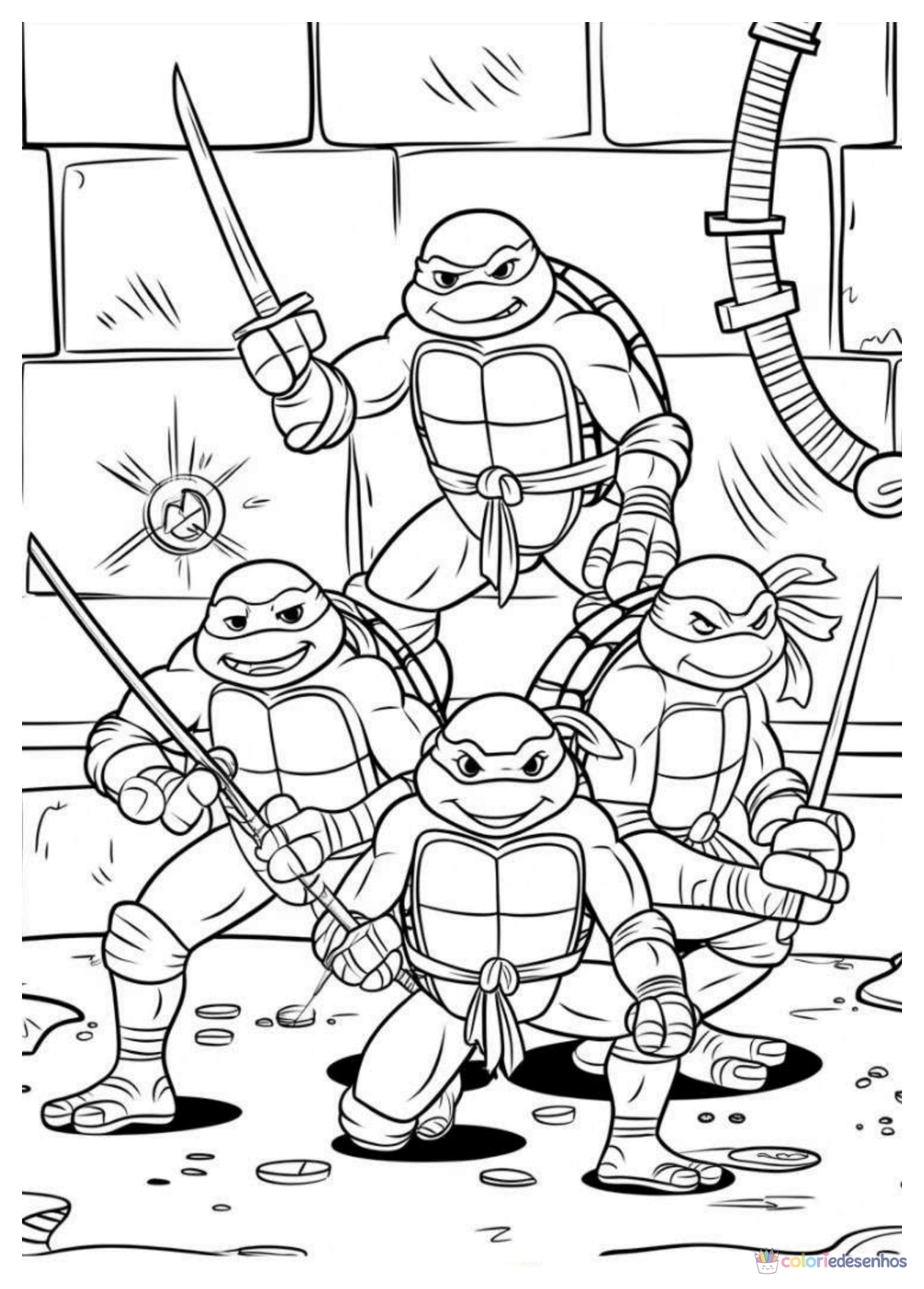 Tartarugas ninja para imprimir e colorir para colorir