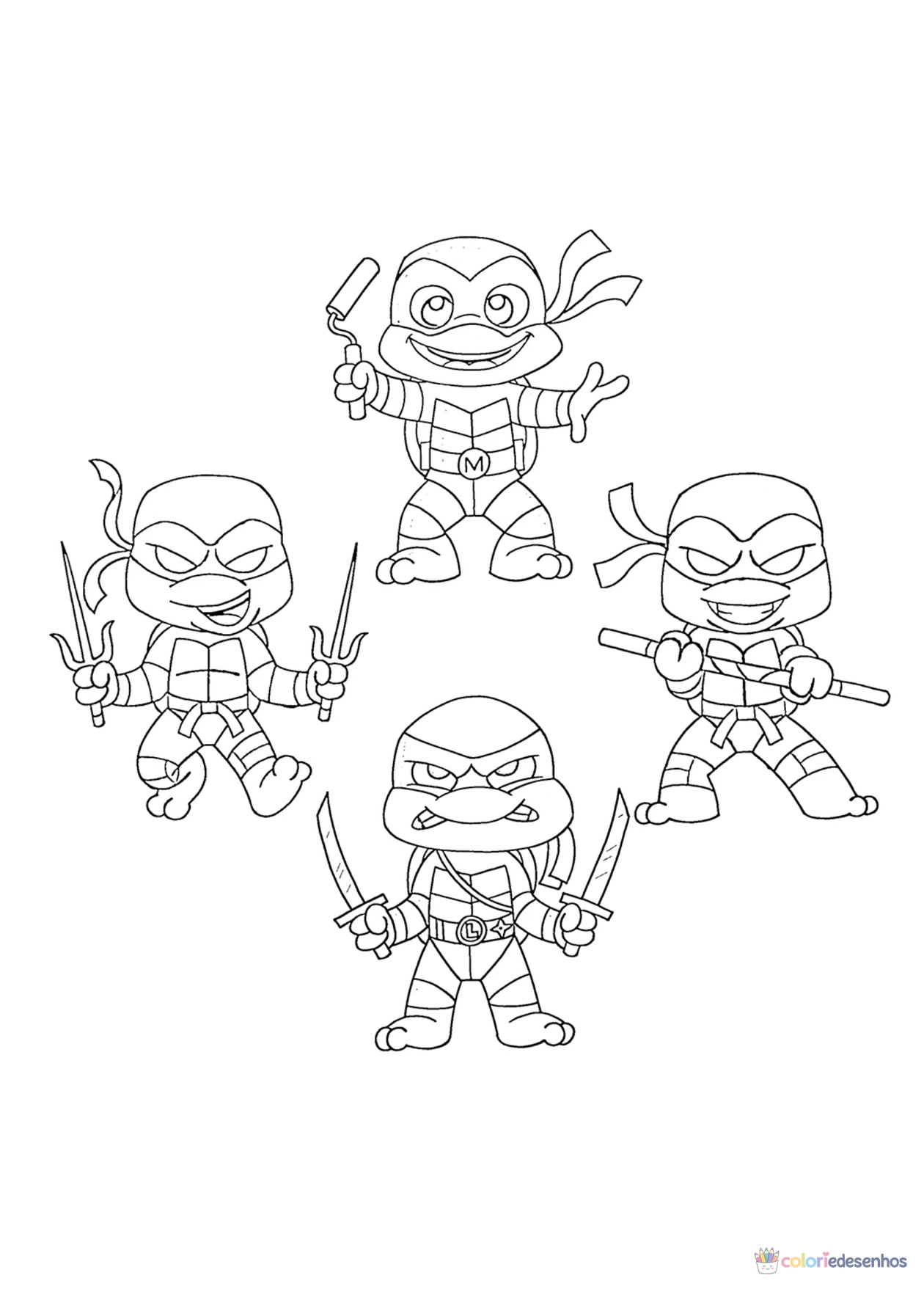 Tartarugas ninja para imprimir e colorir para colorir