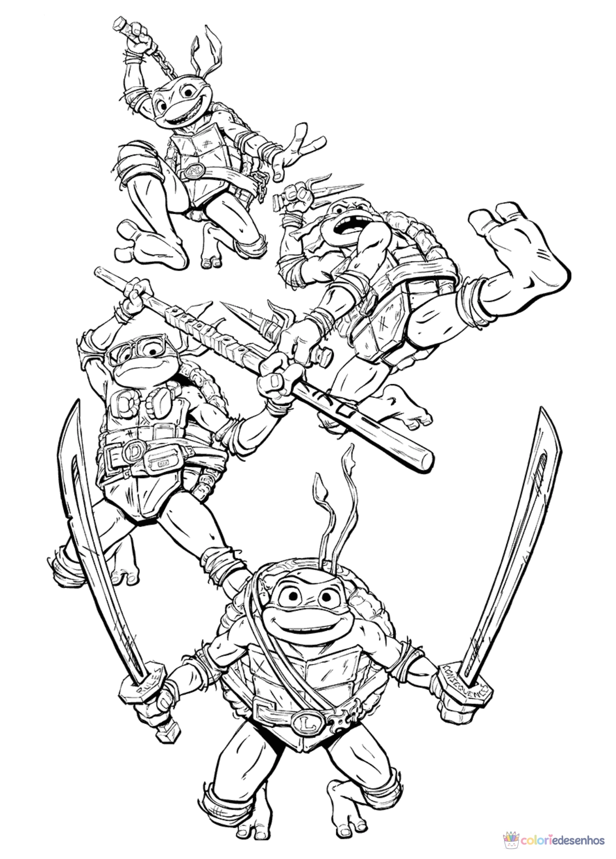 Tartarugas ninja para imprimir e colorir para colorir