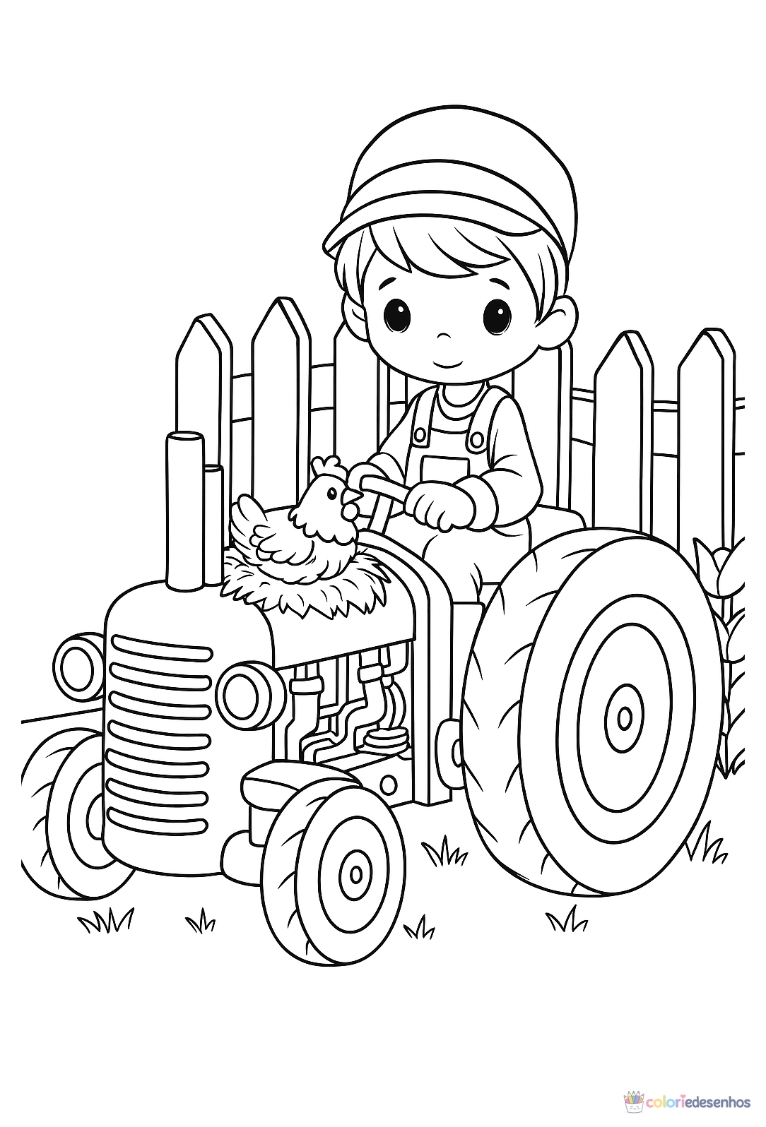 Trator para imprimir e colorir para colorir