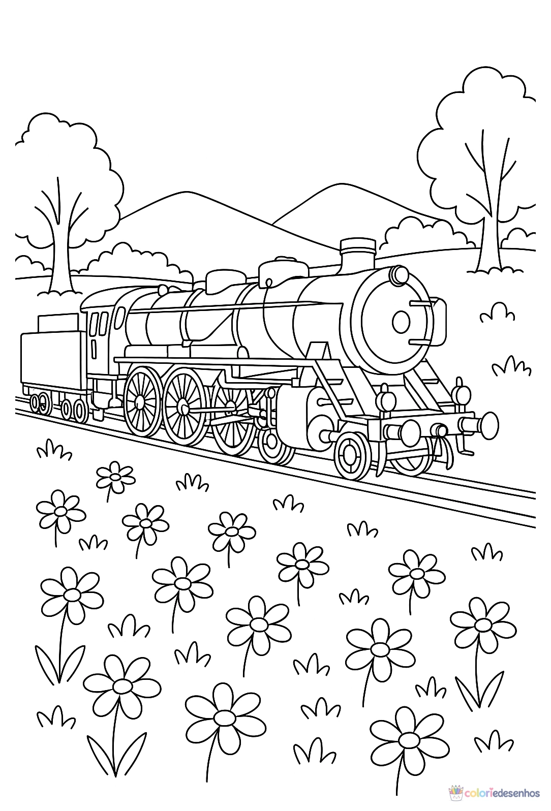 Trem para colorir