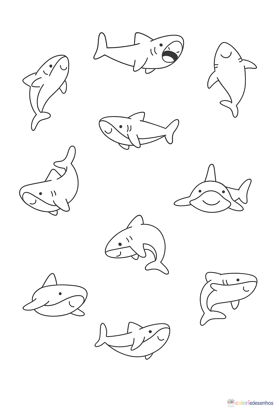 Tubarões para imprimir e colorir para colorir