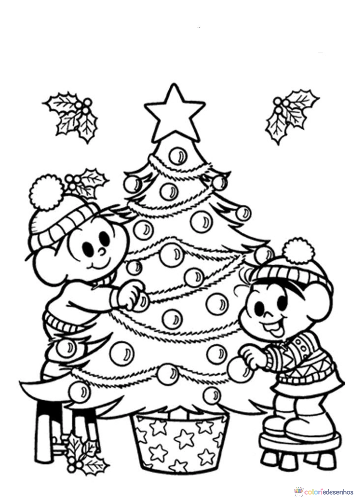 Árvore de Natal para imprimir e colorir para colorir