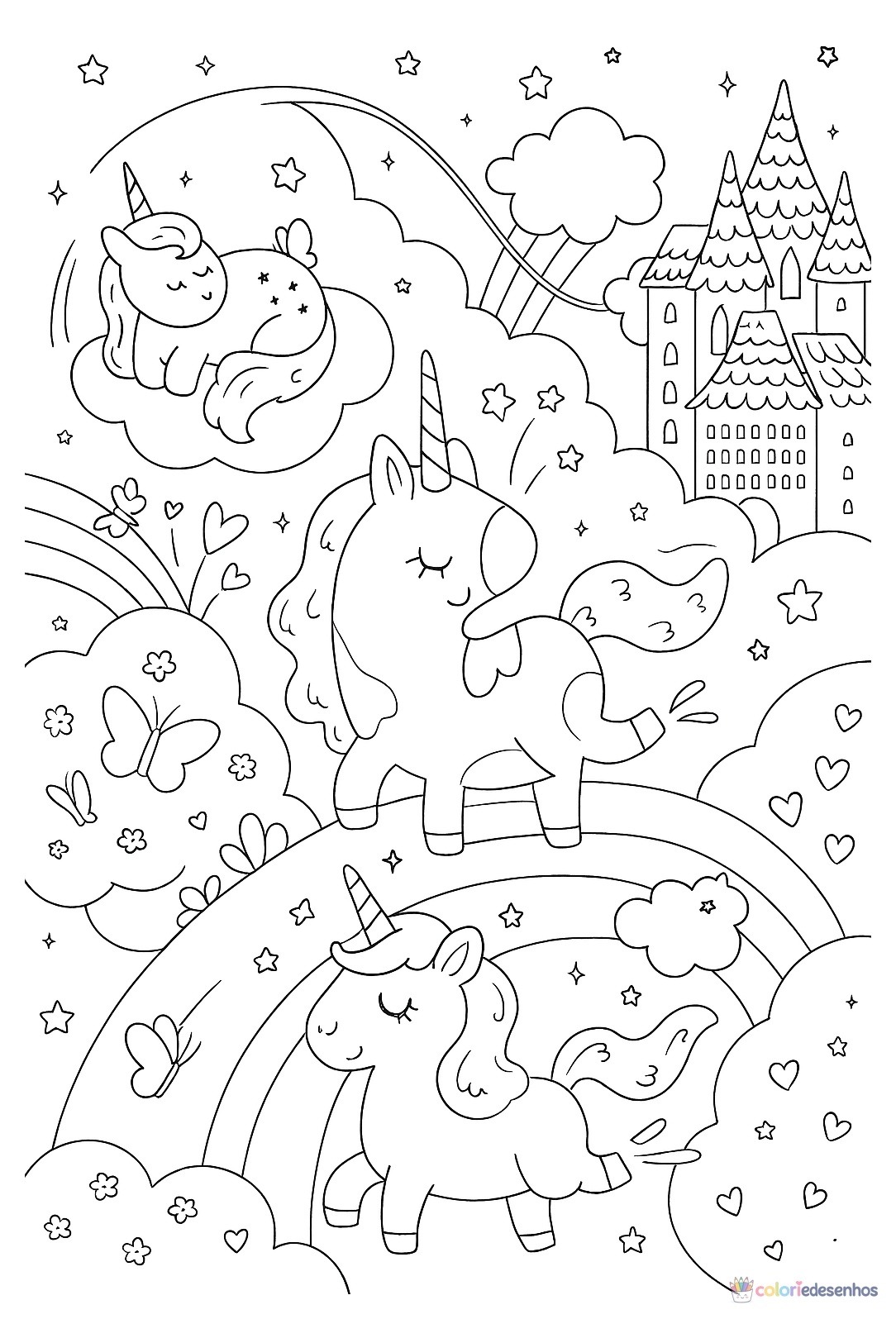 Unicórnio para imprimir e colorir para colorir