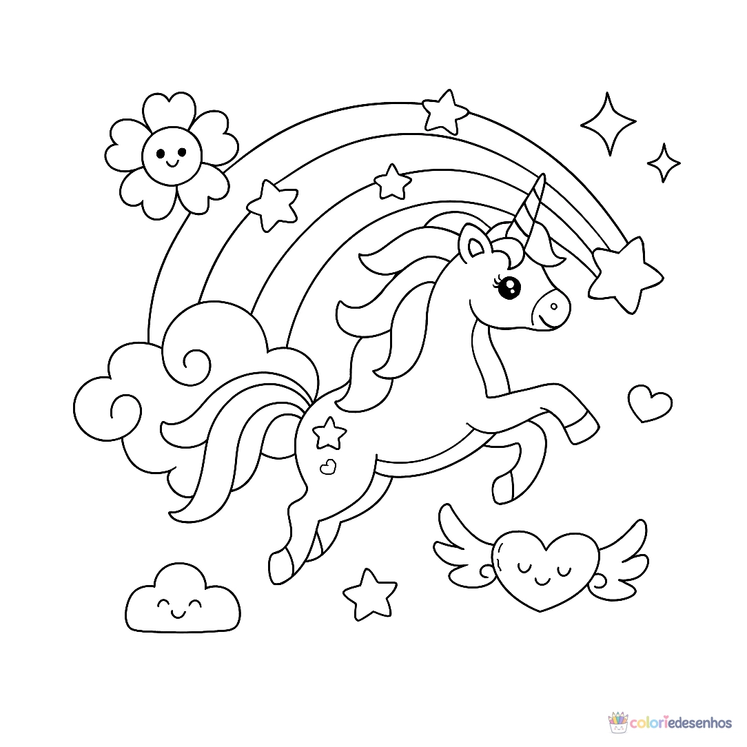 Unicórnio para imprimir e colorir para colorir