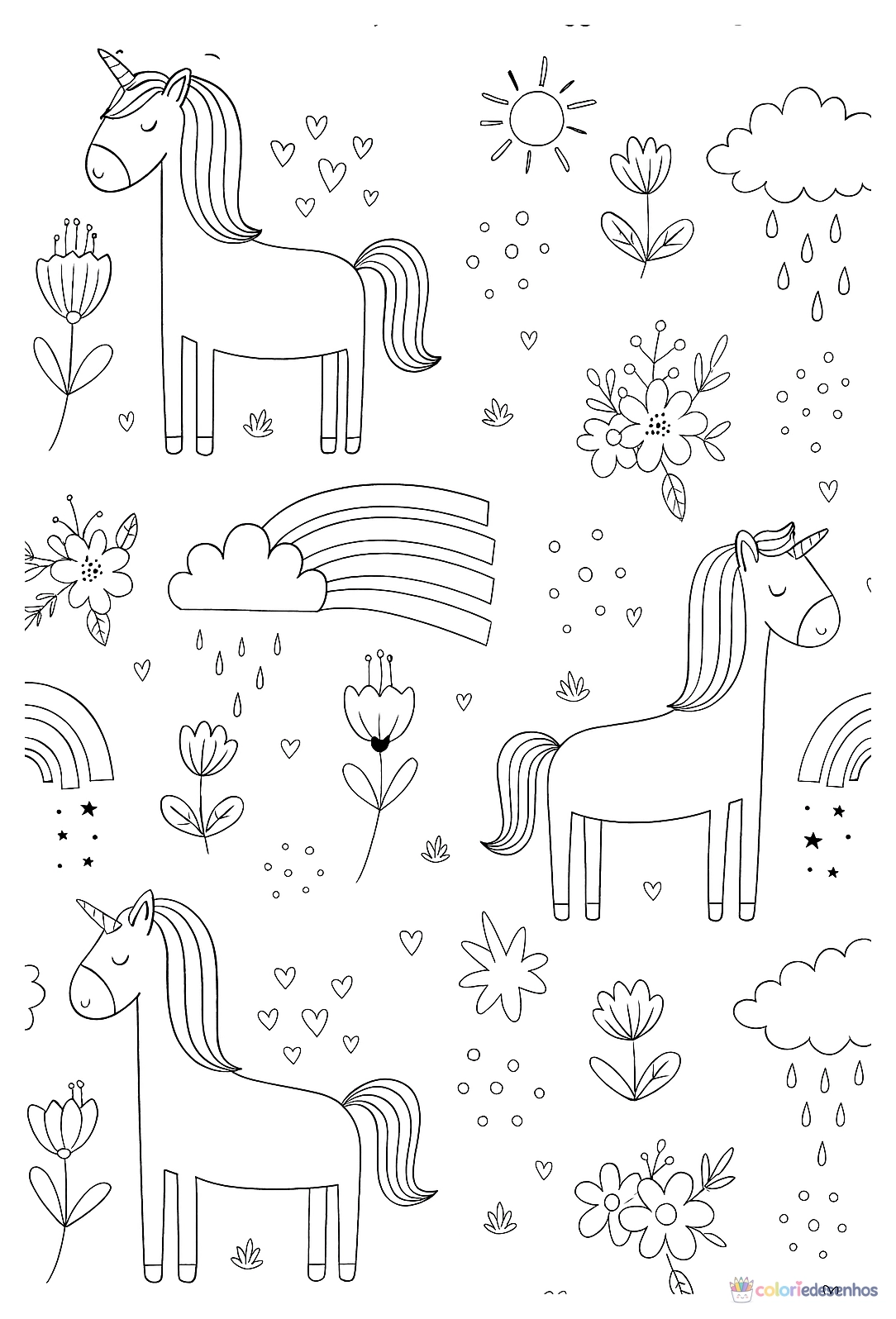 Unicórnio para imprimir e colorir para colorir