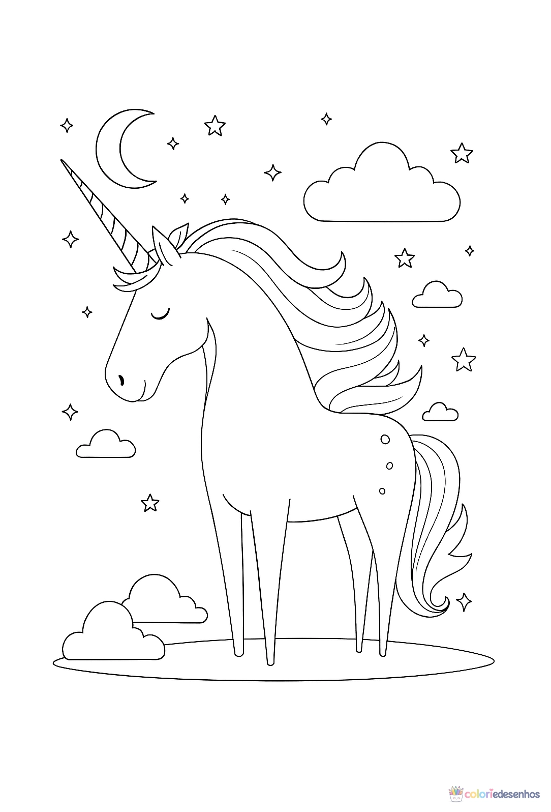 Unicórnio para imprimir e colorir para colorir