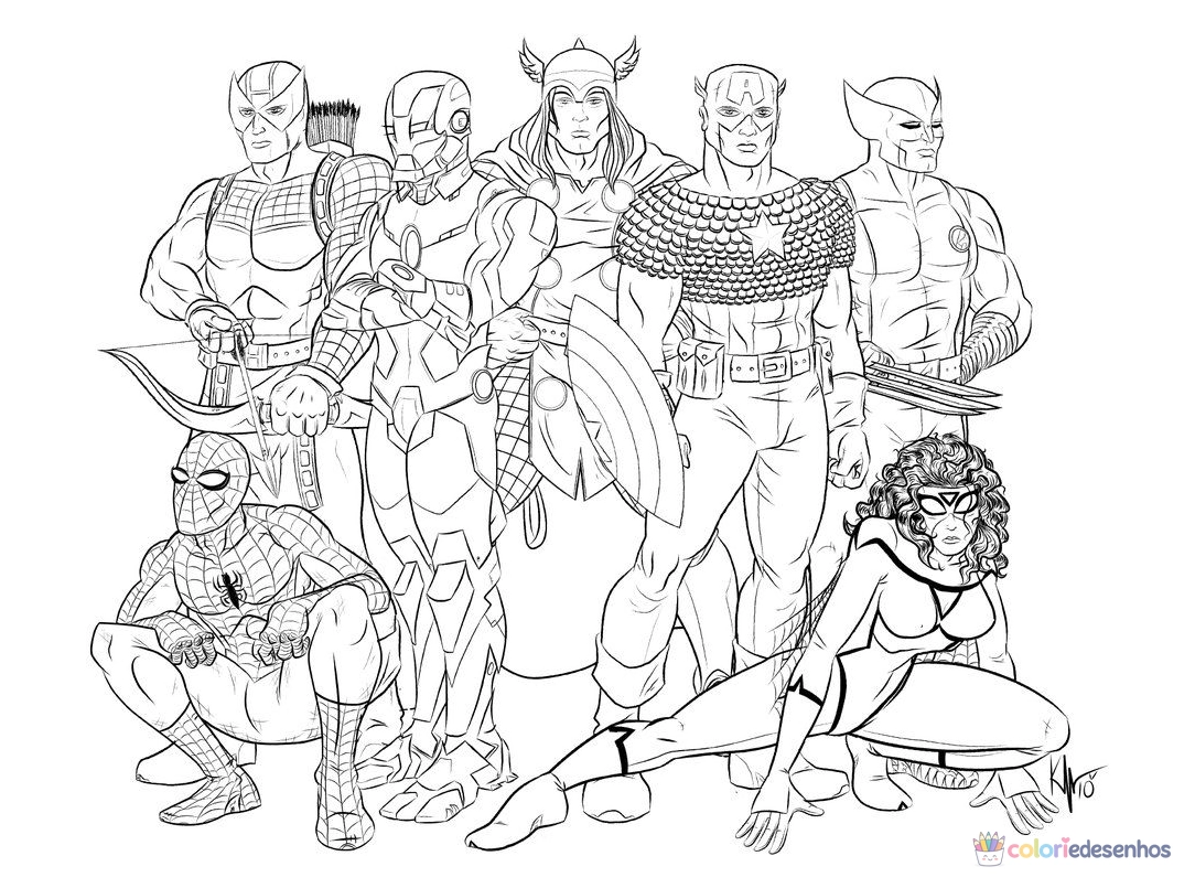 Vingadores para colorir